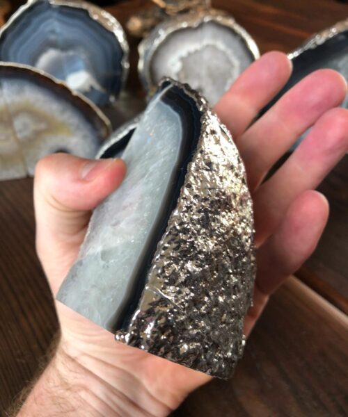 Natural Caramel Agate Silver Edge Microcrystalline Quartz Premium Bookends Ornament Gift - Image 13