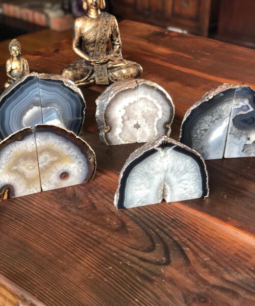Natural Caramel Agate Silver Edge Microcrystalline Quartz Premium Bookends Ornament Gift - Image 4