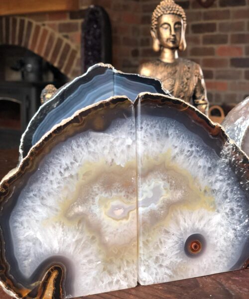 Natural Caramel Agate Silver Edge Microcrystalline Quartz Premium Bookends Ornament Gift - Image 6