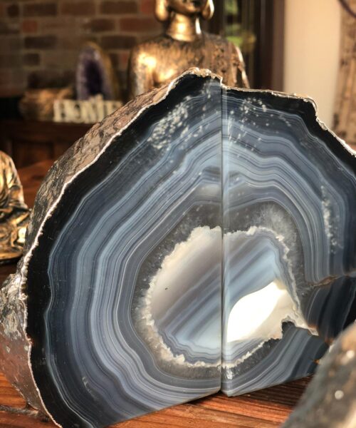 Natural Caramel Agate Silver Edge Microcrystalline Quartz Premium Bookends Ornament Gift - Image 7