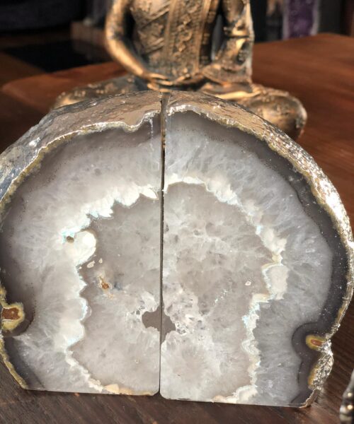 Natural Caramel Agate Silver Edge Microcrystalline Quartz Premium Bookends Ornament Gift - Image 8
