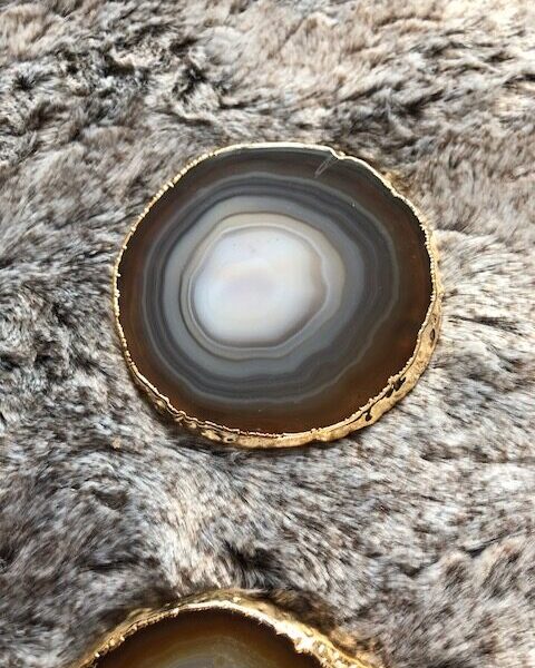 Natural Caramel Agate 24ct Gold Edge, Gilded, Microcrystalline Quartz Premium Coasters (Set of 4) Gift - Image 19