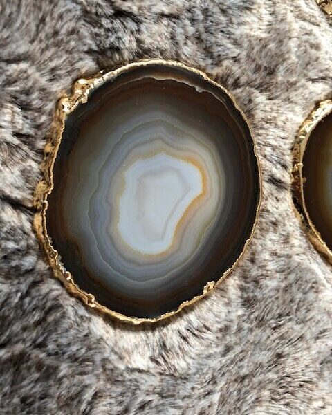 Natural Caramel Agate 24ct Gold Edge, Gilded, Microcrystalline Quartz Premium Coasters (Set of 4) Gift - Image 17