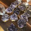 Amethyst Premium Coasters Natural Shape 24ct Gold Gilded Edge (set of 4) Gift