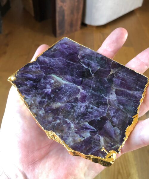 Amethyst Premium Coasters Natural Shape 24ct Gold Gilded Edge (set of 4) Gift - Image 9