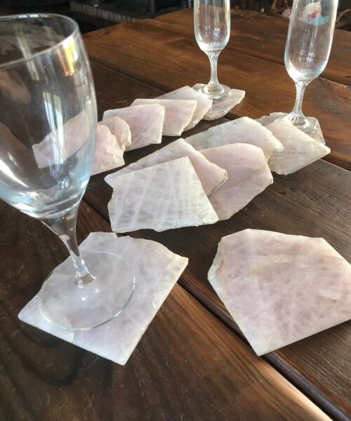 Rose Quartz Premium Coasters Natural Shape Natural Edge (set of 4)