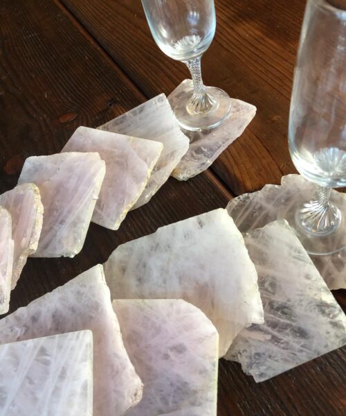 Rose Quartz Premium Coasters Natural Shape Natural Edge (set of 4) - Image 5
