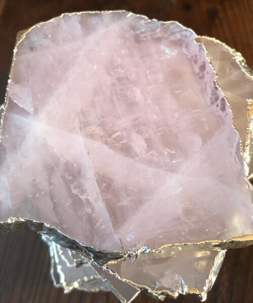 Rose Quartz Premium Coasters Natural Shape Silver Gilded Edge (set of 4) - Image 10