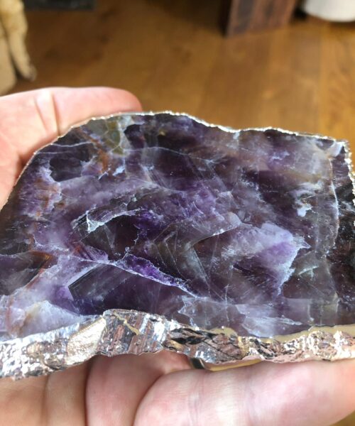 Amethyst Premium Coasters Natural Shape Silver Gilded Edge (set of 4) Gift - Image 8