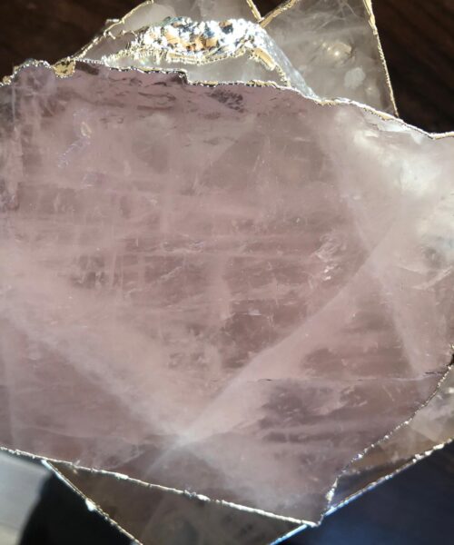 Rose Quartz Premium Coasters Natural Shape Silver Gilded Edge (set of 4) - Image 9