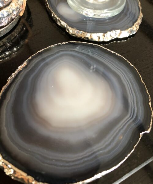 Natural Caramel Agate Silver Edge, Gilded, Microcrystalline Quartz Premium Coasters (Set of 4) Gift - Image 6