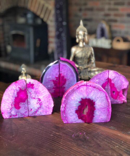 Alternative view of Pink Natural Edge Microcrystalline Quartz Premium Bookends Ornament Gift