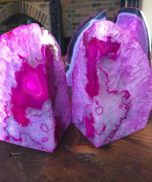 Pink Natural Edge Microcrystalline Quartz Premium Bookends Ornament Gift - Image 13