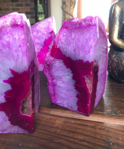 Pink Natural Edge Microcrystalline Quartz Premium Bookends Ornament Gift - Image 15
