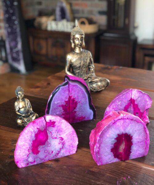 Pink Natural Edge Microcrystalline Quartz Premium Bookends Ornament Gift - Image 3