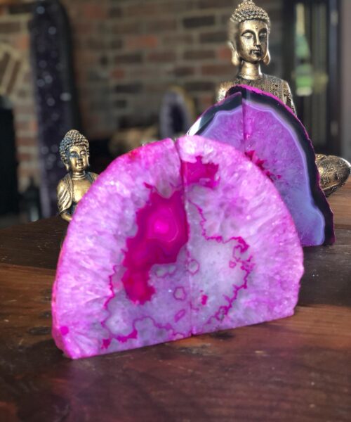 Pink Natural Edge Microcrystalline Quartz Premium Bookends Ornament Gift - Image 5