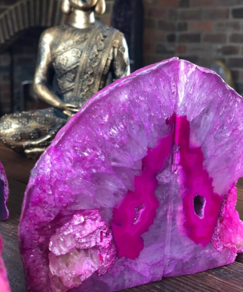 Pink Natural Edge Microcrystalline Quartz Premium Bookends Ornament Gift - Image 9