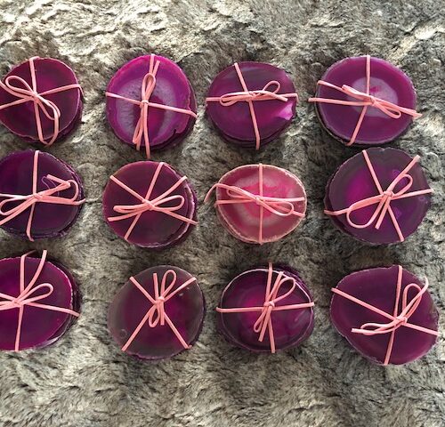 Alternative view of Pink Agate Microcrystalline Quartz Premium Coasters (set of 4) Gift