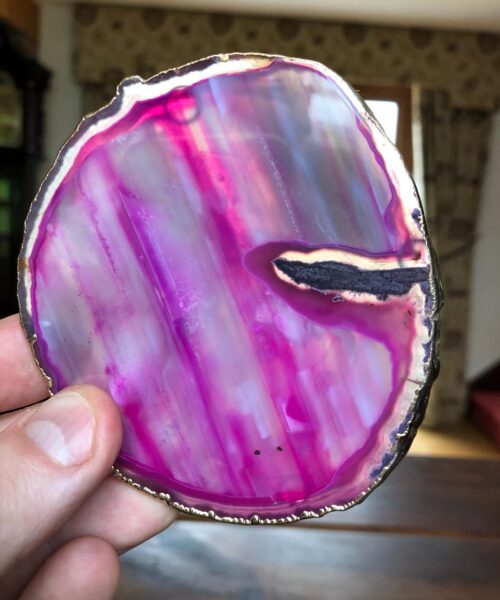 Pink Agate 24ct Gold Edge, Gilded, Microcrystalline Quartz Premium Coasters (Set of 4) Gift - Image 9