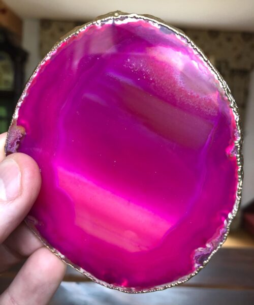 Pink Agate 24ct Gold Edge, Gilded, Microcrystalline Quartz Premium Coasters (Set of 4) Gift - Image 10