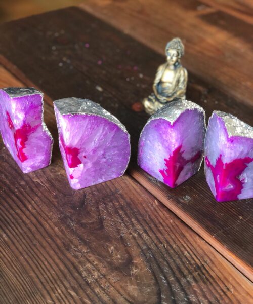 Pink Agate Silver Edge Microcrystalline Quartz Premium Bookends Ornament Gift - Image 7