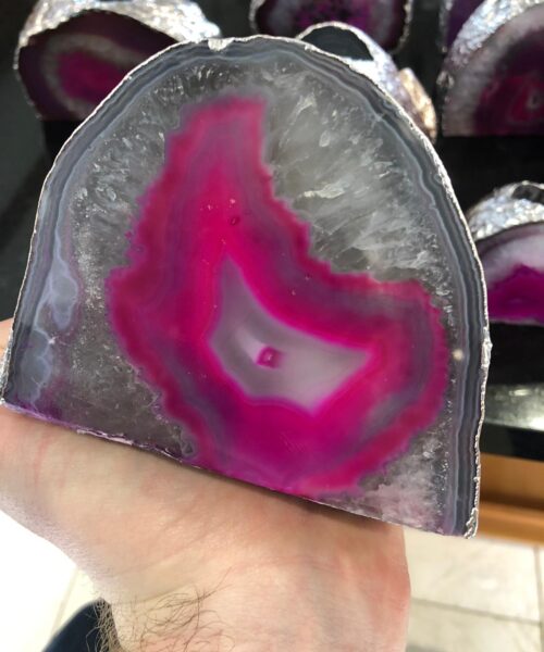 Large Pink Agate End Microcrystalline Quartz Silver Gilded Tealight Candle Holder - Image 12