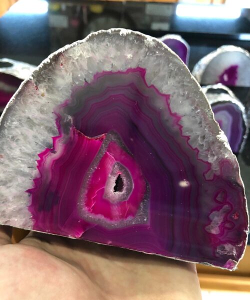 Large Pink Agate End Microcrystalline Quartz Silver Gilded Tealight Candle Holder - Image 9