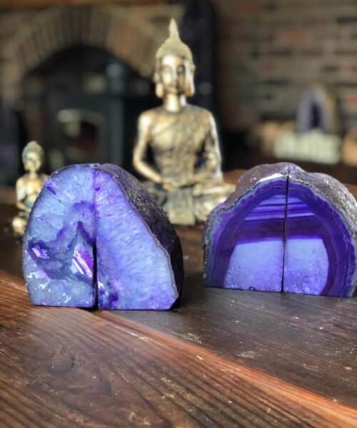 Alternative view of Purple Natural Edge Microcrystalline Quartz Premium Bookends Ornament Gift