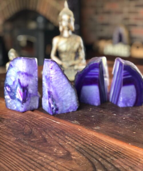 Purple Natural Edge Microcrystalline Quartz Premium Bookends Ornament Gift