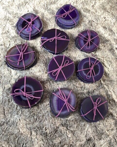Alternative view of Purple Agate Microcrystalline Quartz Premium Coasters (set of 4) Gift