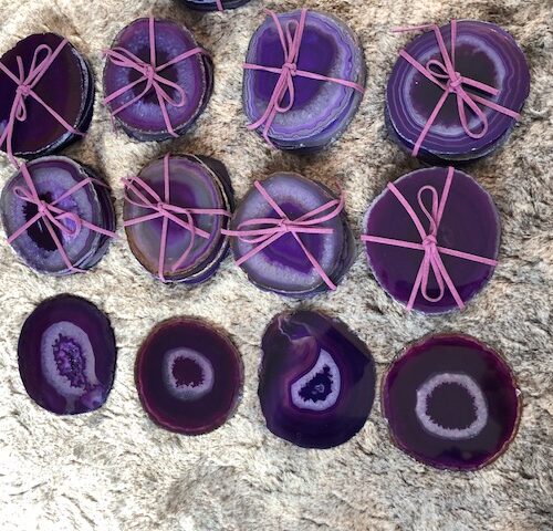Purple Agate Microcrystalline Quartz Premium Coasters (set of 4) Gift - Image 13