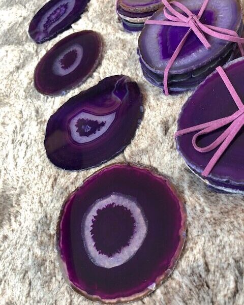 Purple Agate Microcrystalline Quartz Premium Coasters (set of 4) Gift - Image 14