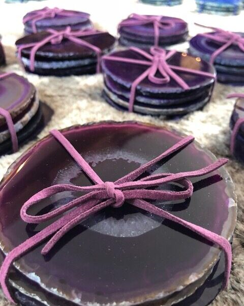 Purple Agate Microcrystalline Quartz Premium Coasters (set of 4) Gift - Image 3