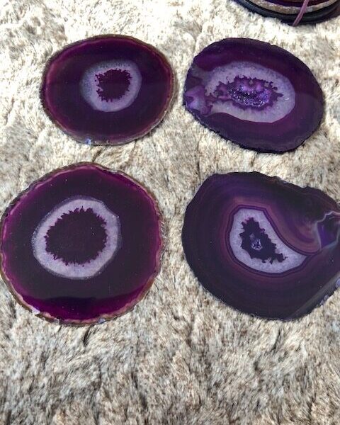 Purple Agate Microcrystalline Quartz Premium Coasters (set of 4) Gift - Image 4