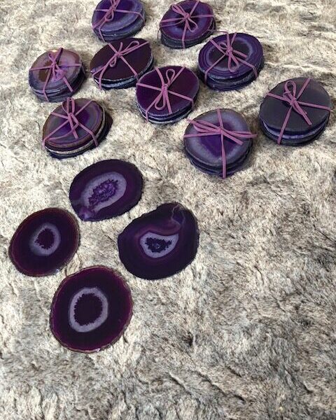 Purple Agate Microcrystalline Quartz Premium Coasters (set of 4) Gift - Image 5
