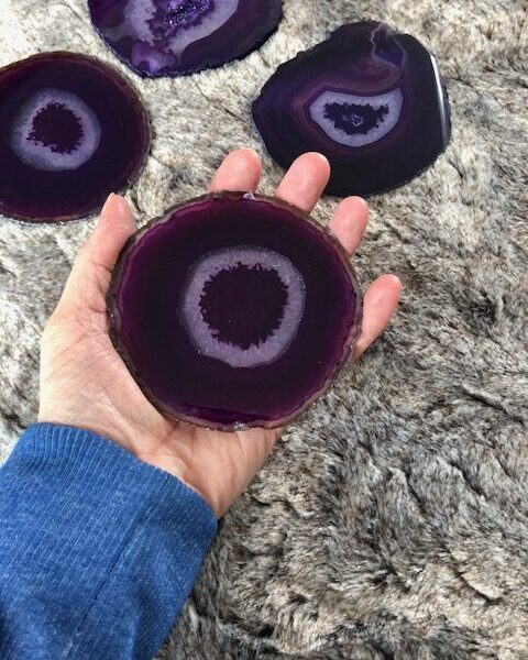 Purple Agate Microcrystalline Quartz Premium Coasters (set of 4) Gift - Image 7