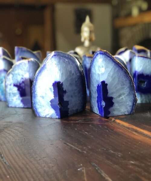 Purple Agate 24ct Gold Edge Microcrystalline Quartz Premium Bookends Ornament Gift - Image 12