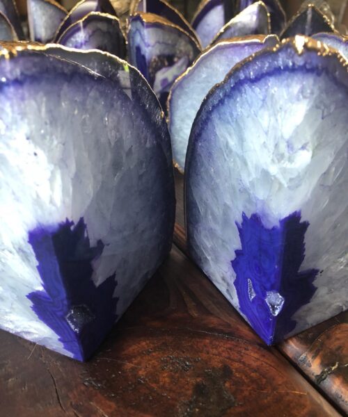 Purple Agate 24ct Gold Edge Microcrystalline Quartz Premium Bookends Ornament Gift - Image 14