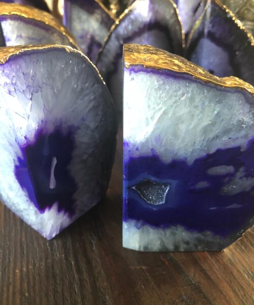 Purple Agate 24ct Gold Edge Microcrystalline Quartz Premium Bookends Ornament Gift - Image 15