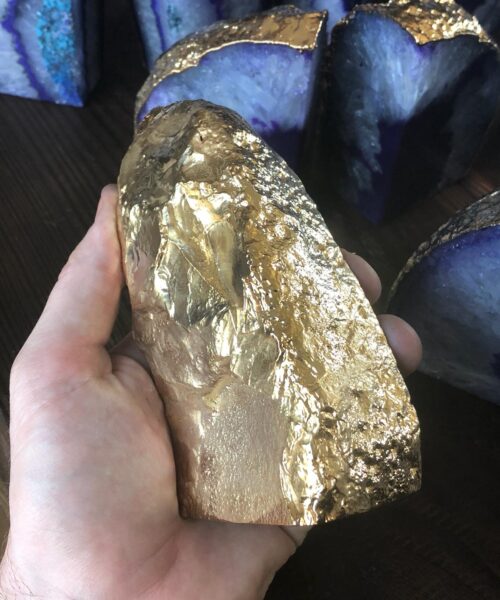 Purple Agate 24ct Gold Edge Microcrystalline Quartz Premium Bookends Ornament Gift - Image 26