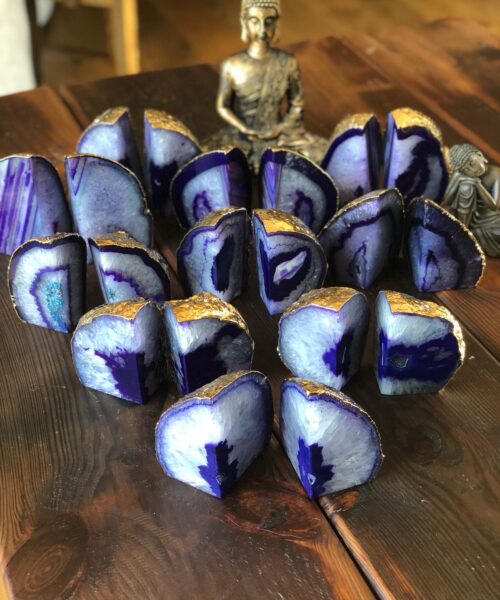 Purple Agate 24ct Gold Edge Microcrystalline Quartz Premium Bookends Ornament Gift - Image 9