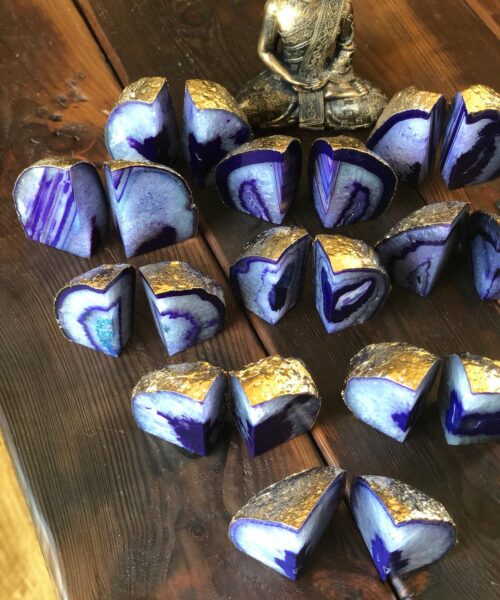 Purple Agate 24ct Gold Edge Microcrystalline Quartz Premium Bookends Ornament Gift - Image 10