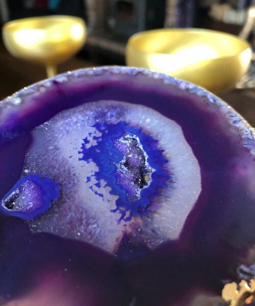 Purple Agate 24ct Gold Edge, Gilded, Microcrystalline Quartz Premium Coasters (Set of 4) Gift - Image 6