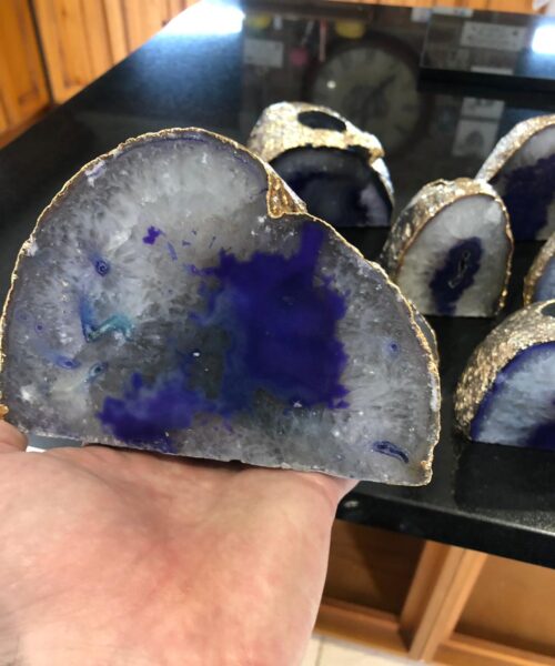 Large Purple Agate End Microcrystalline Quartz Gold Gilded 24ct Gold Tealight Candle Holder - Image 10