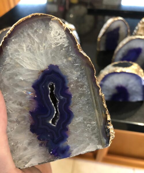 Large Purple Agate End Microcrystalline Quartz Gold Gilded 24ct Gold Tealight Candle Holder - Image 11