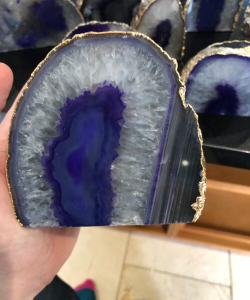 Large Purple Agate End Microcrystalline Quartz Gold Gilded 24ct Gold Tealight Candle Holder - Image 13