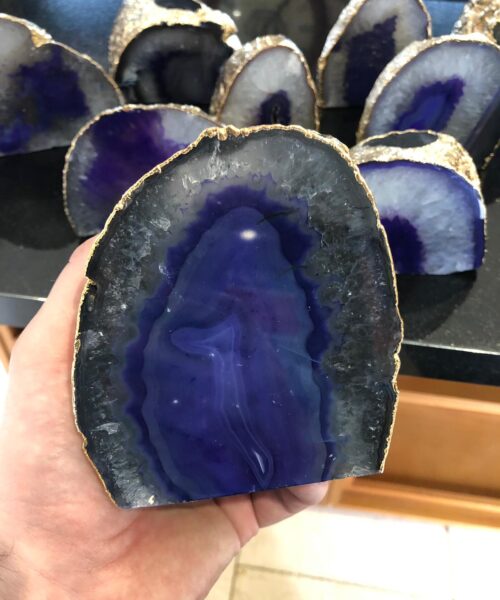Large Purple Agate End Microcrystalline Quartz Gold Gilded 24ct Gold Tealight Candle Holder - Image 15