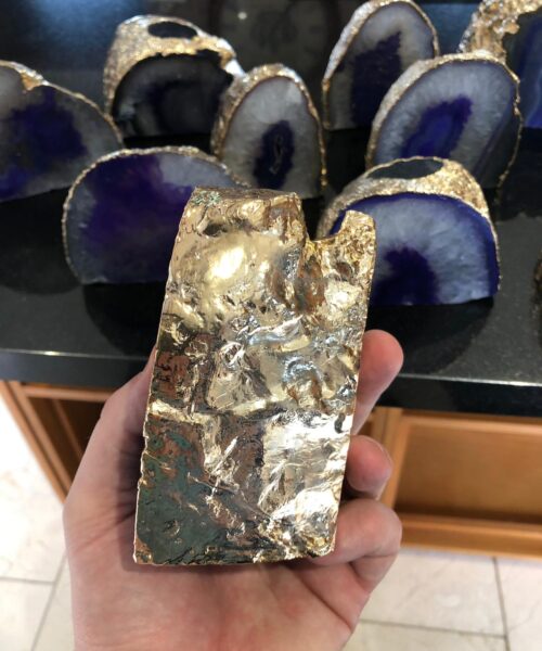 Large Purple Agate End Microcrystalline Quartz Gold Gilded 24ct Gold Tealight Candle Holder - Image 16