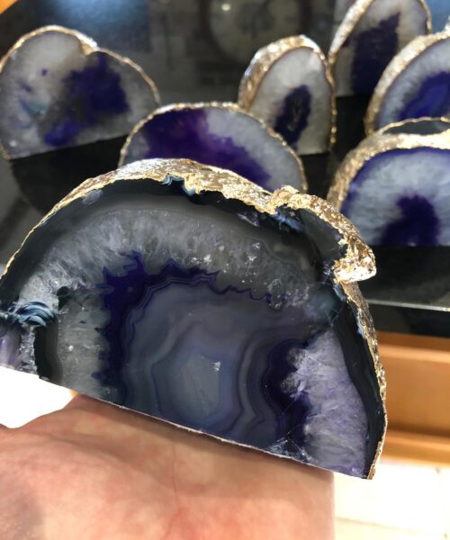 Large Purple Agate End Microcrystalline Quartz Gold Gilded 24ct Gold Tealight Candle Holder - Image 17