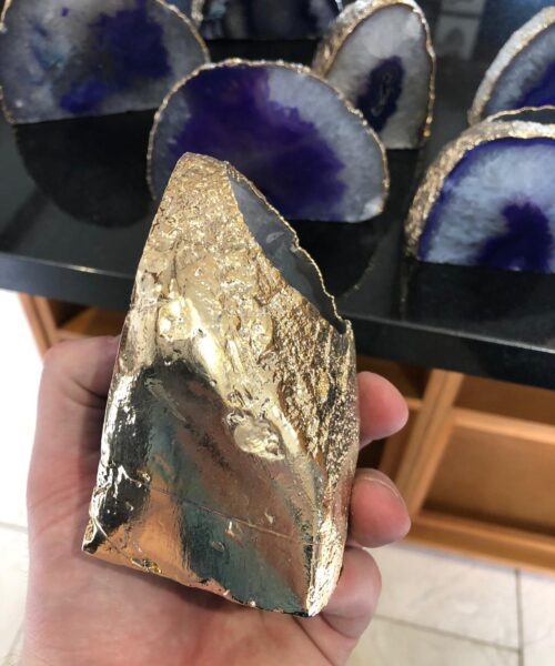 Large Purple Agate End Microcrystalline Quartz Gold Gilded 24ct Gold Tealight Candle Holder - Image 19